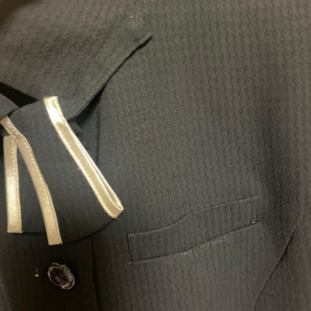 セロリー　事務服　半袖　ブラウス　オーバーブラウス　黒　リボン　11号２枚セット