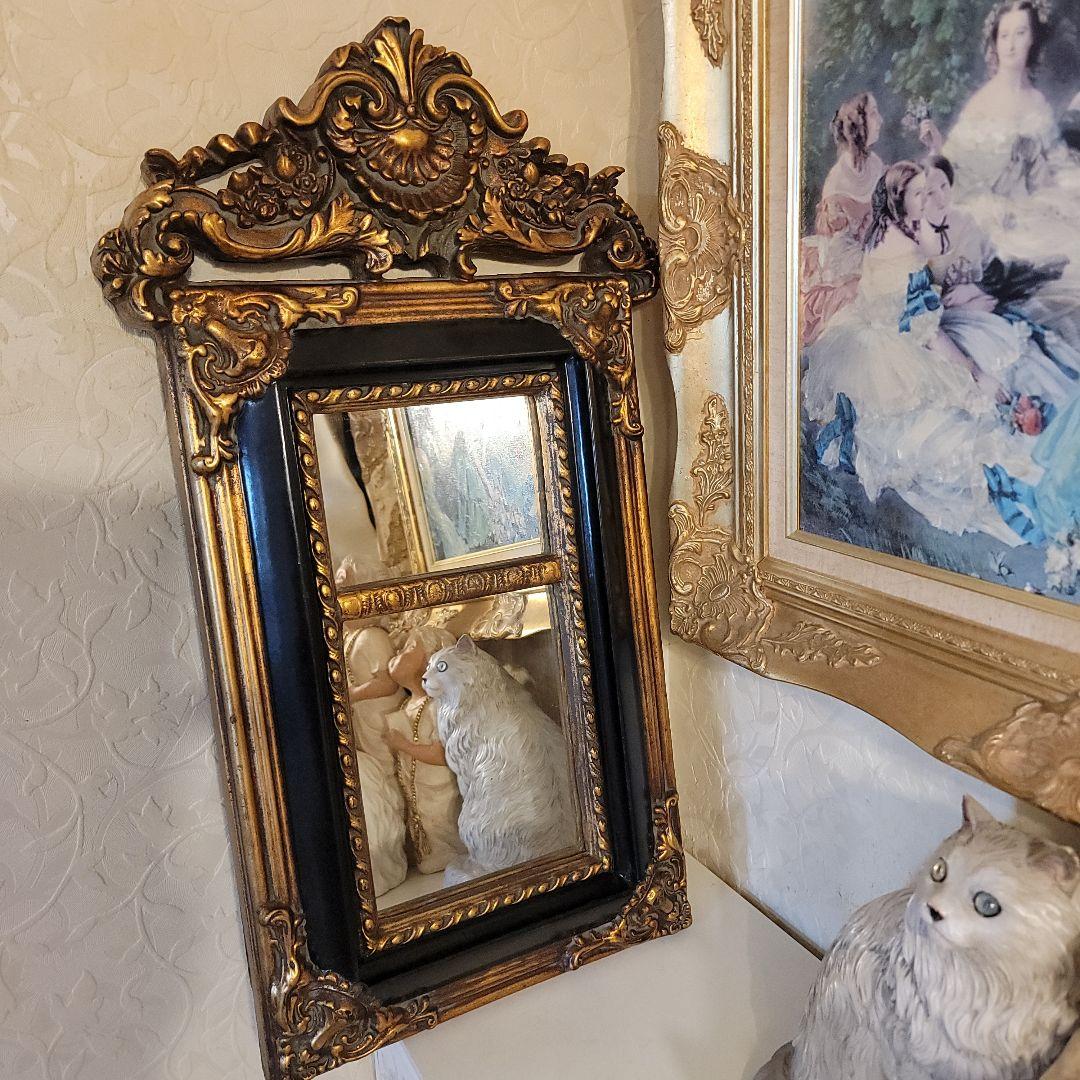クラシカルな バロック調　 壁掛け鏡 　ウォールミラー　アンティークヴィンテージ