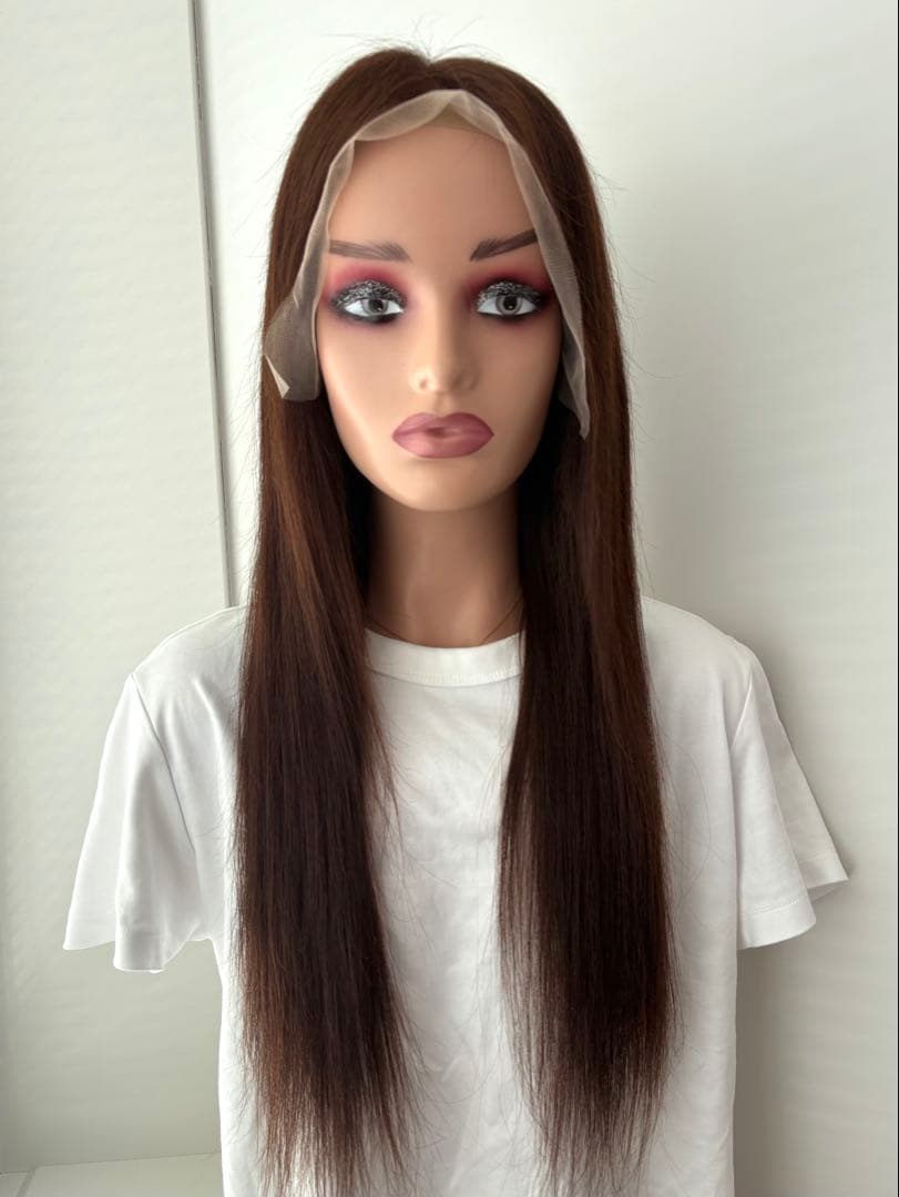 【新品】人毛100%フルウィッグ｜マロンブラウン②｜スーパーロング