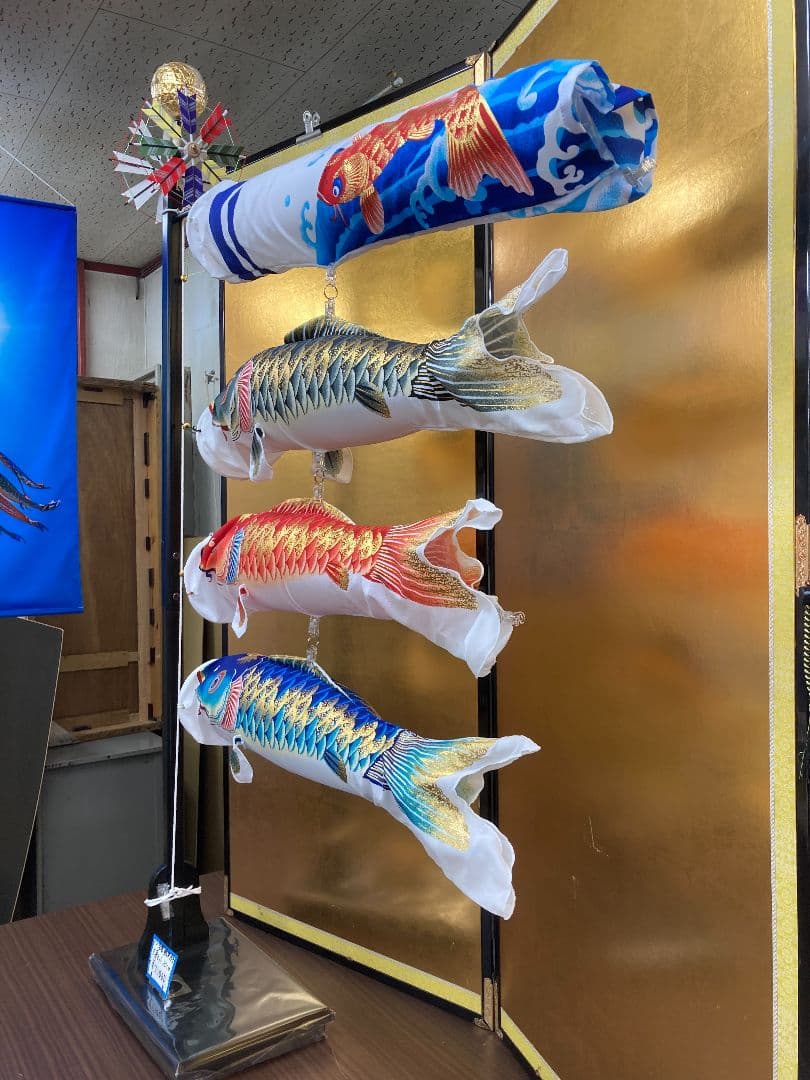 【展示品限り】鯉のぼり（室内用)　プチ座敷鯉物語　天華セット　80cm
