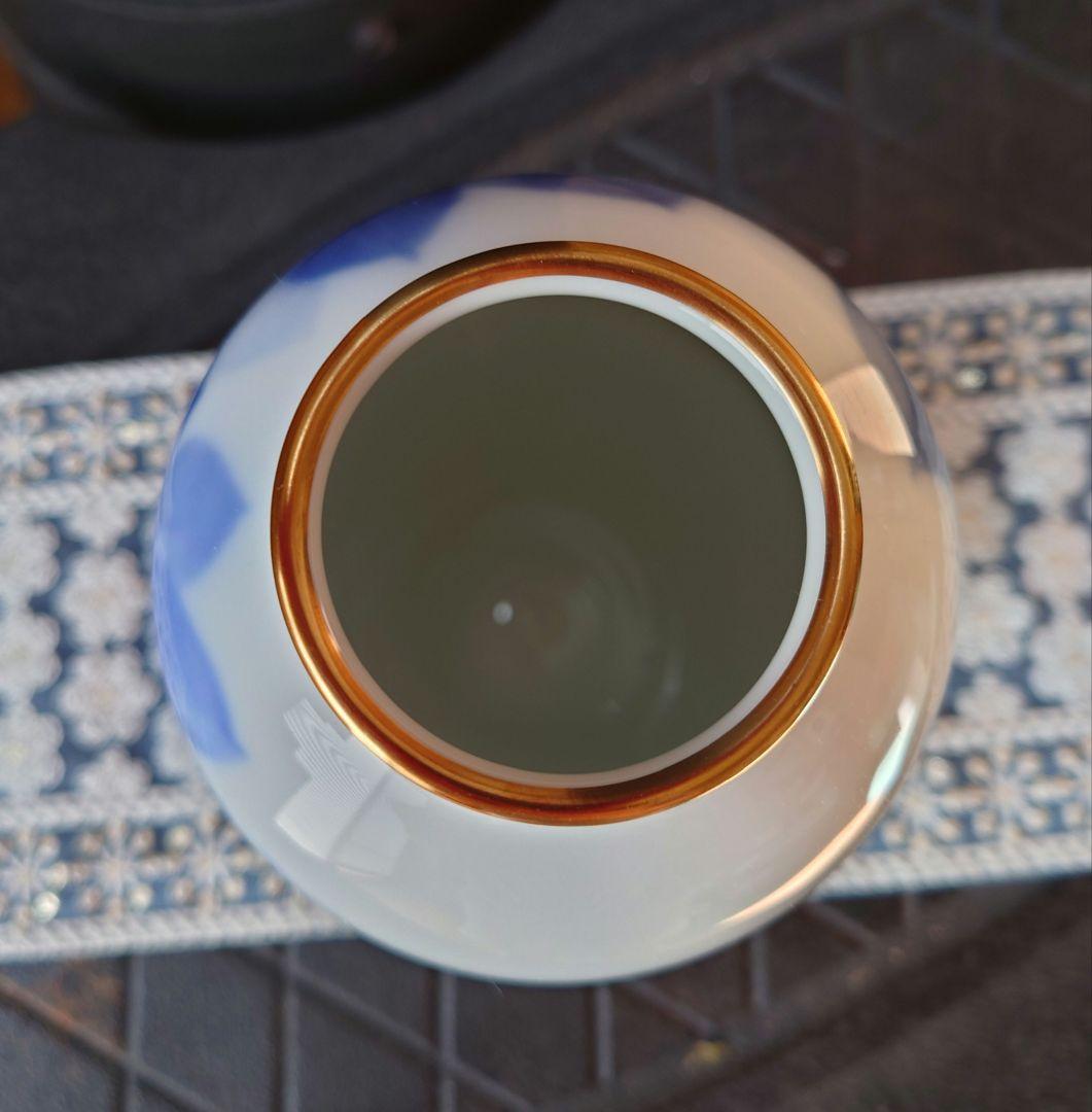 大倉陶園　ブルーローズ　小ぶりの花瓶　花びん　花生け　フラワーベース