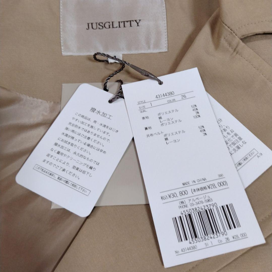 みぃ　新品　JUSGLITTY　撥水フード付きショートトレンチ