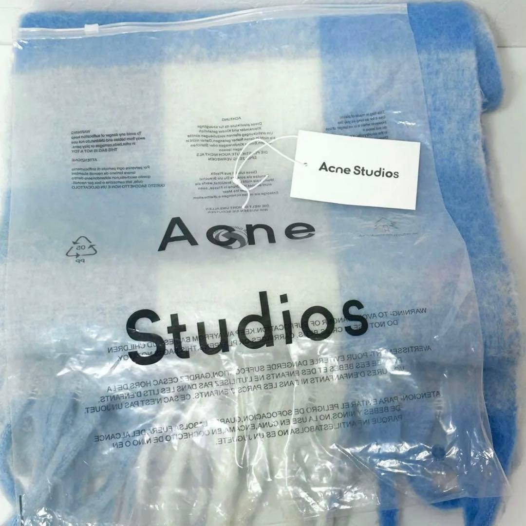 Acne Studios モヘアチェックスカーフ マフラー 水色 ライトブルー