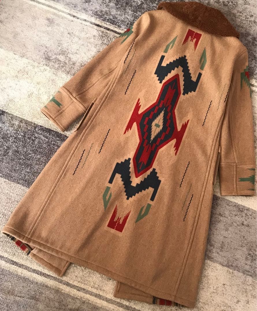 最高傑作 超スペシャル 別格のナバホ柄 RRL マキシ丈 ウール ロングコート