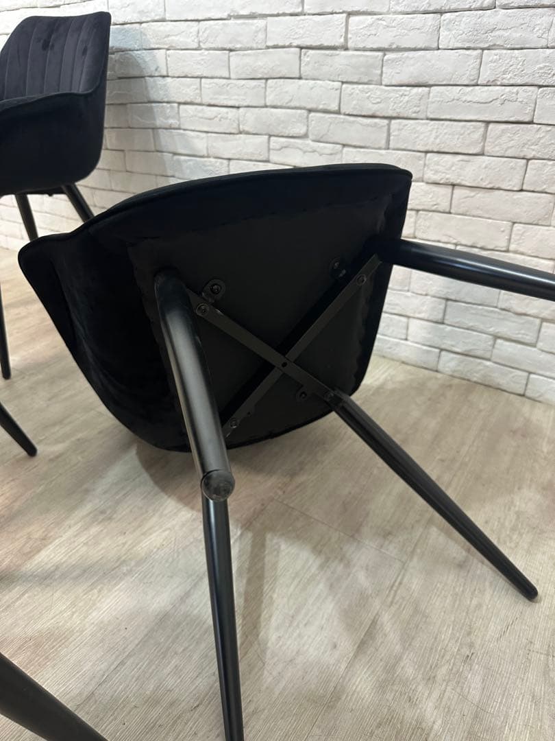 【M】定価7万　4脚セット　ベルベット　チェア　椅子　ダイニング