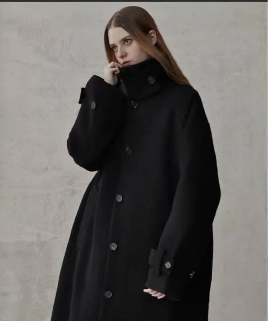 ブラック チェスターコート ウール混合