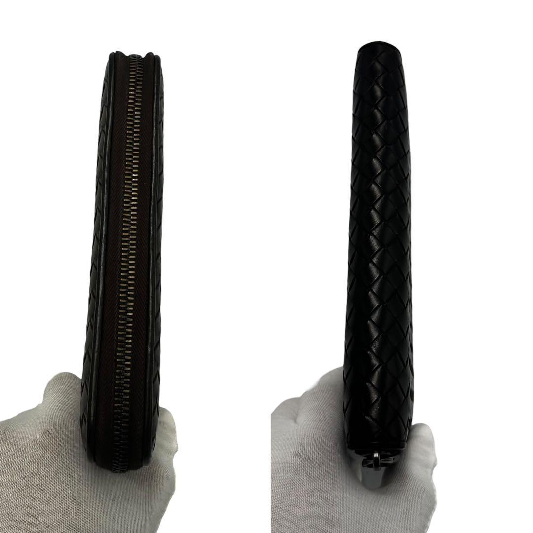 【美品】ボッテガヴェネタ 長財布 イントレチャート ラウンドファスナー ブラウン