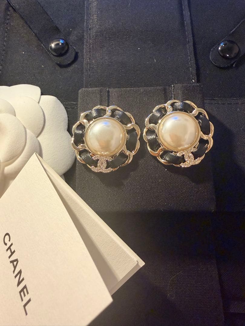 CHANEL パール チェーン ピアス　25K