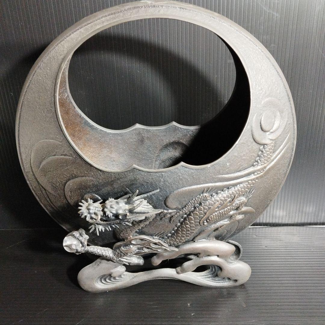 銅花器 花生 生け花 銅器 花器 龍 虎 華道レトロ アンティーク 花入