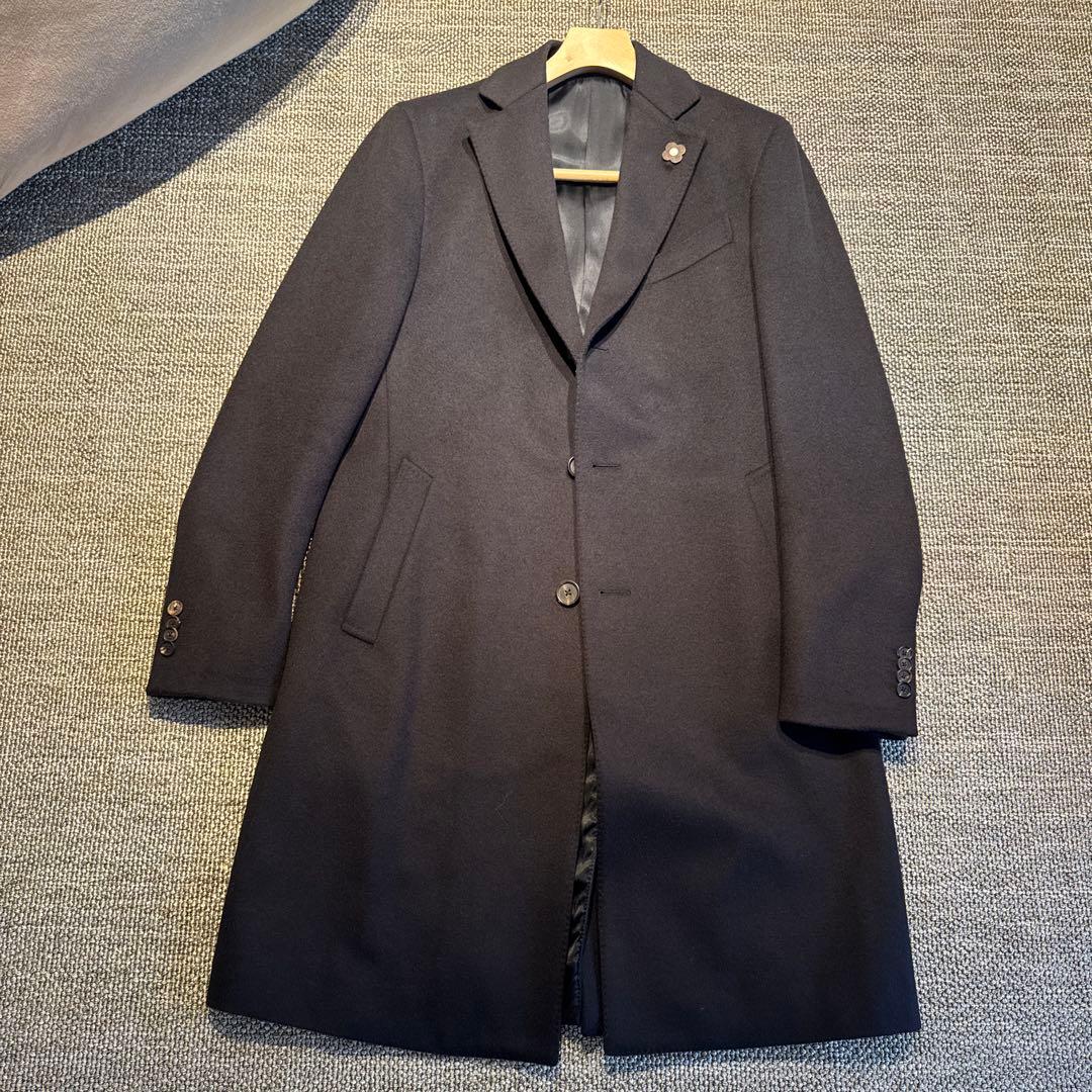 LARDINI ネイビー チェスターコート 48（76）