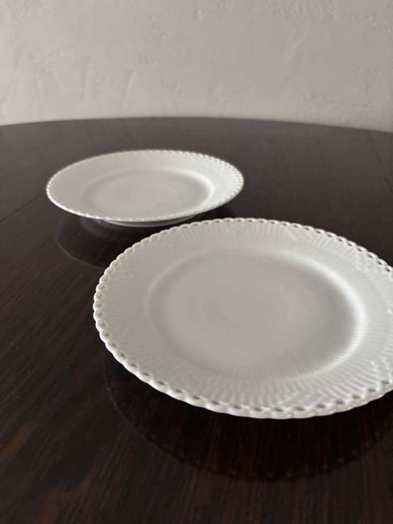 2枚セット　ロイヤルコペンハーゲン　ホワイトフルーテッド　フルレース　19cm