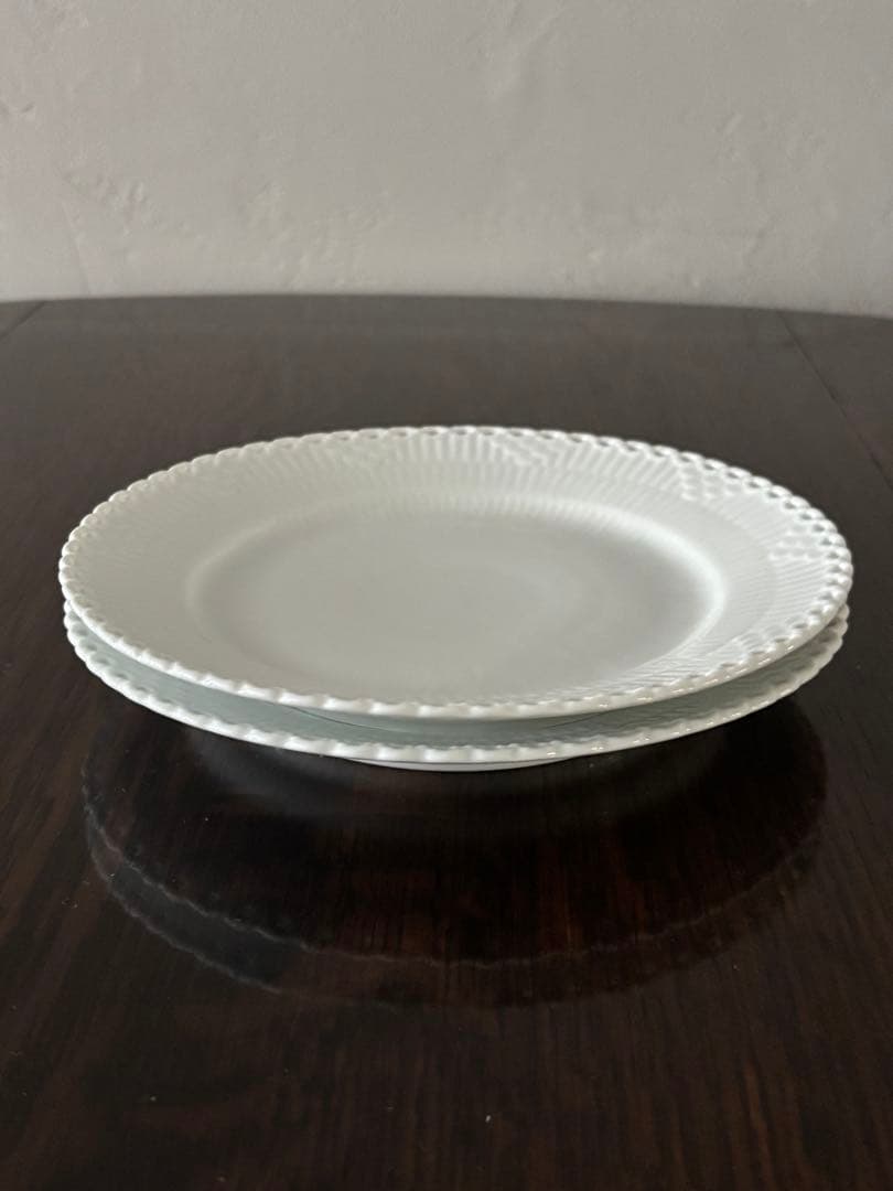 2枚セット　ロイヤルコペンハーゲン　ホワイトフルーテッド　フルレース　19cm