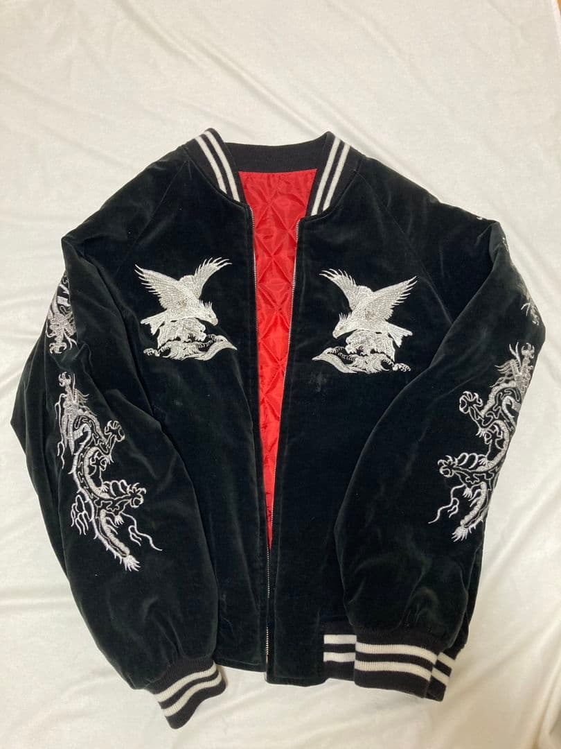 S*y様 横須賀オーダー製★日本製 スカジャン 鷲と龍刺繍 黒★