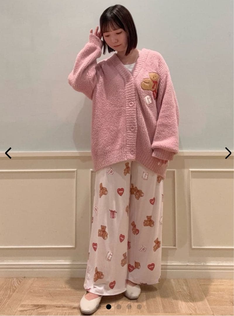 新品　ジェラートピケ　ベビモコベアさがらカーディガン&総柄ロングパンツ