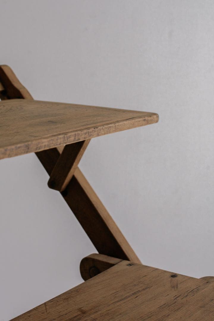 開閉式 飾り棚　展示台　透かし彫り　欅　無垢材　古家具　古道具　無垢インリア