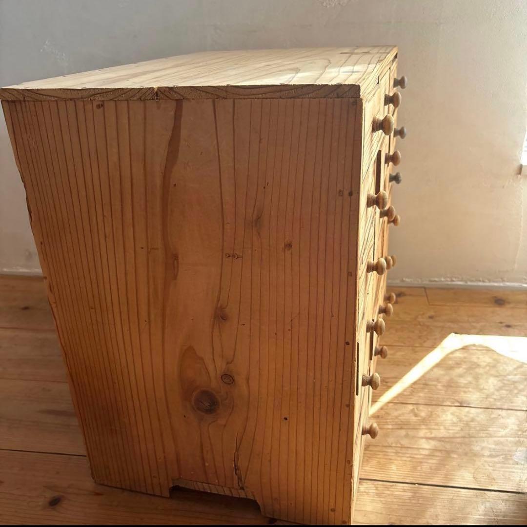 アンティーク　チェスト　整理木箱　引き出し　古家具　木製　マス目　小引き出し