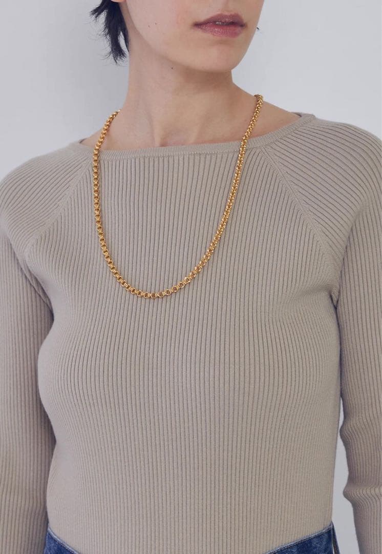 1er ヴィスコースストレッチリブニットプルオーバー