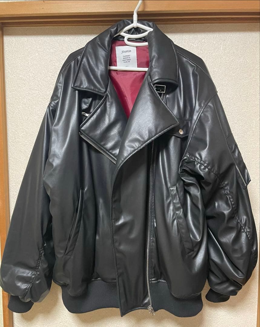 jouetie フェイクレザーライダースMA-1ジャケット