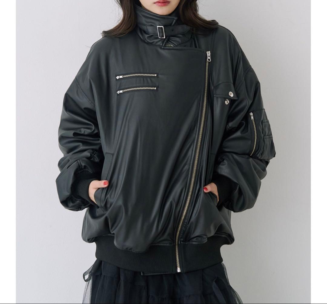 jouetie フェイクレザーライダースMA-1ジャケット