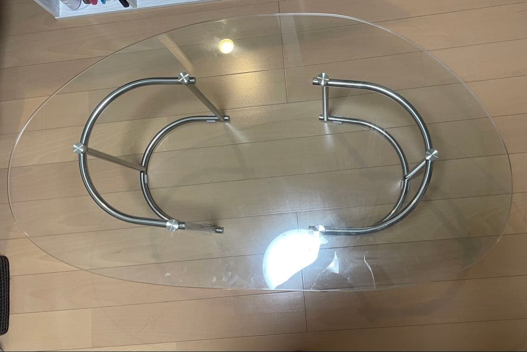 【soyon】楕円形ガラスセンターテーブル