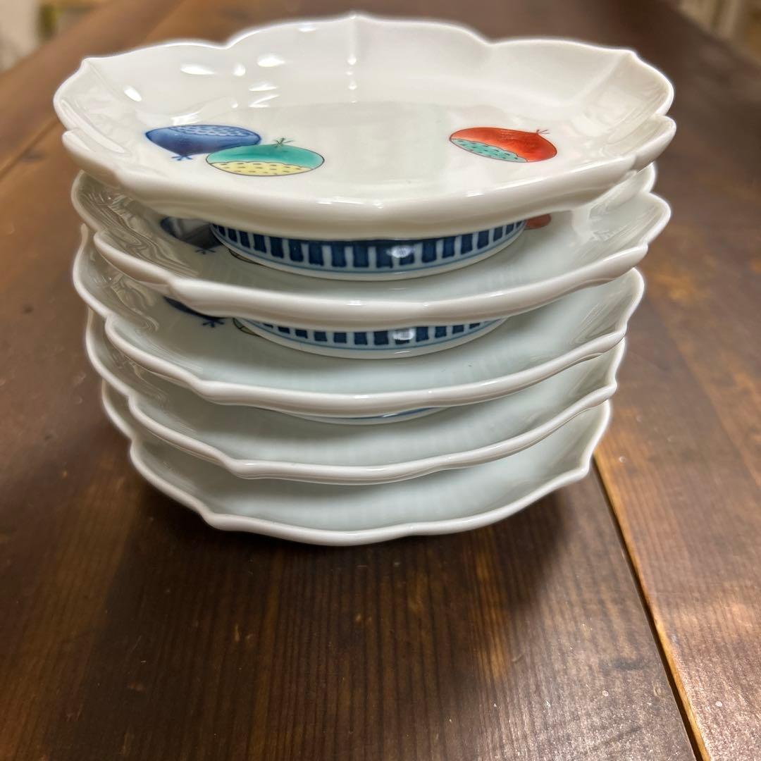 希少　レア　香蘭社　染付染錦栗　小皿５枚