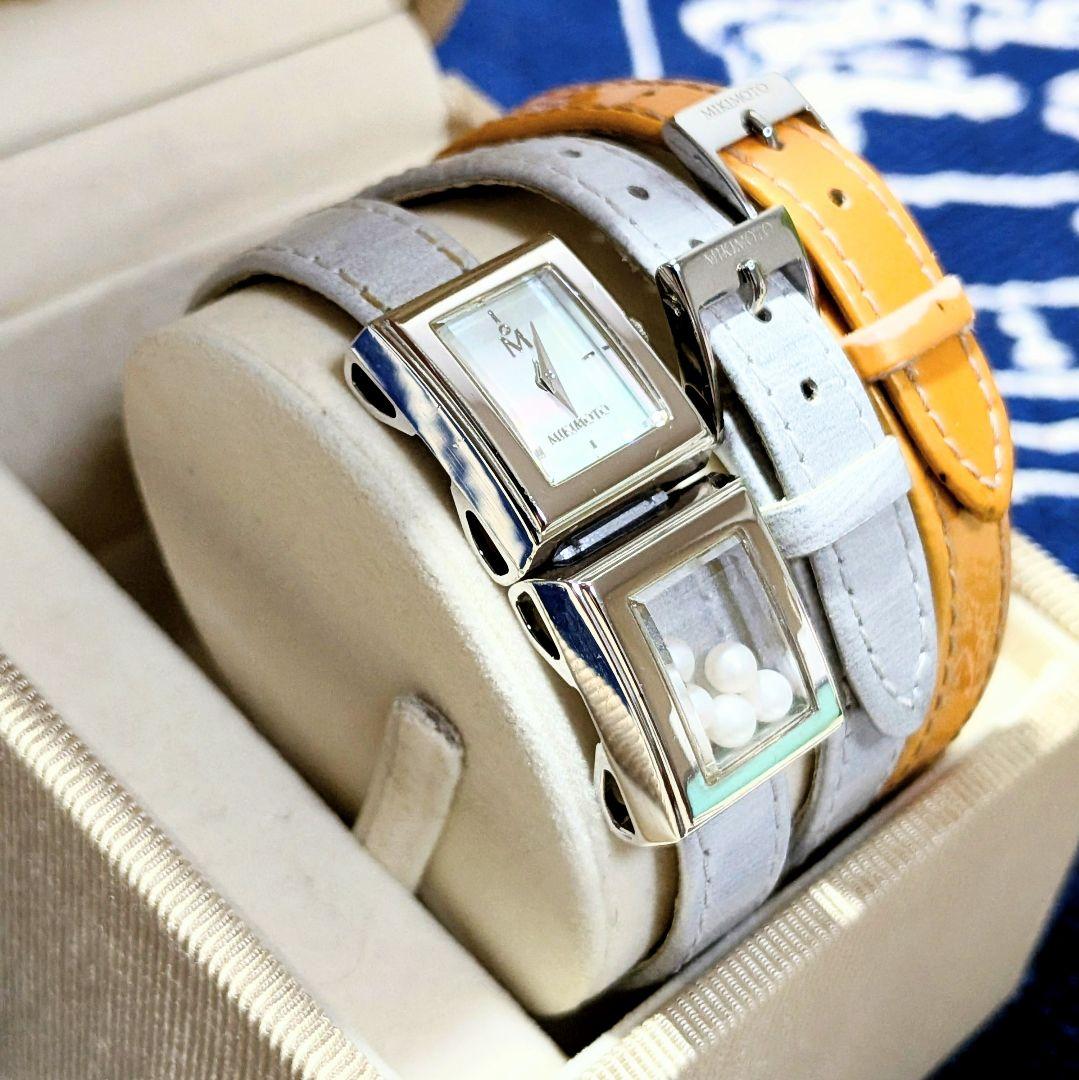 替えベルト付き美品●ミキモト ジュエリーウォッチ 5パール 2連2連ベルト