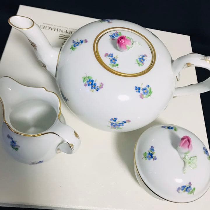 マイセン　忘れな草　小花散らし　ポットセット