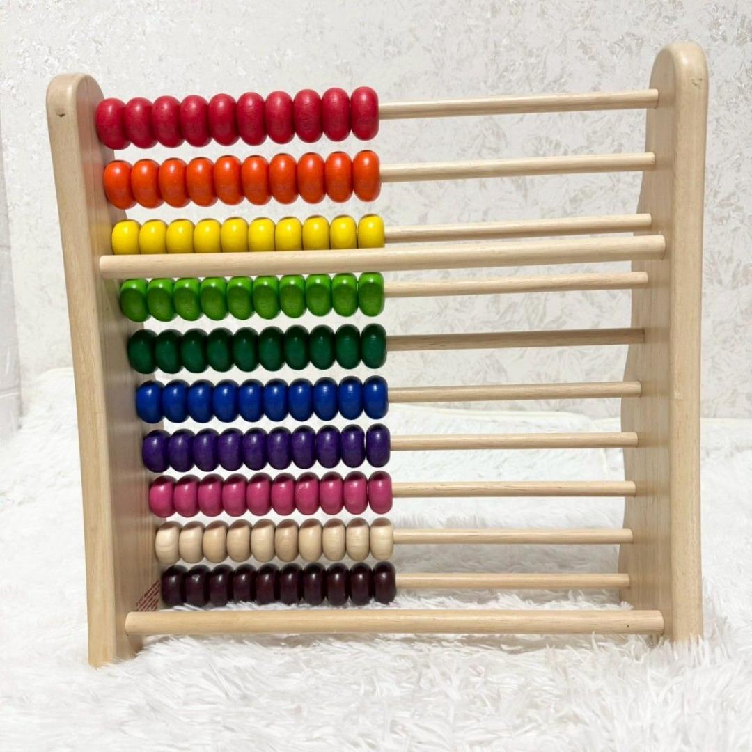 【美品】VOILA レインボーアバカス 100玉そろばん 木製玩具 98-14