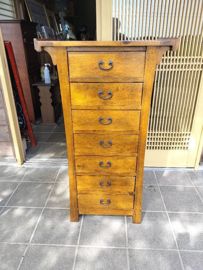 無垢材チェスト　アジアン　ヴィンテージ　7段引き出し