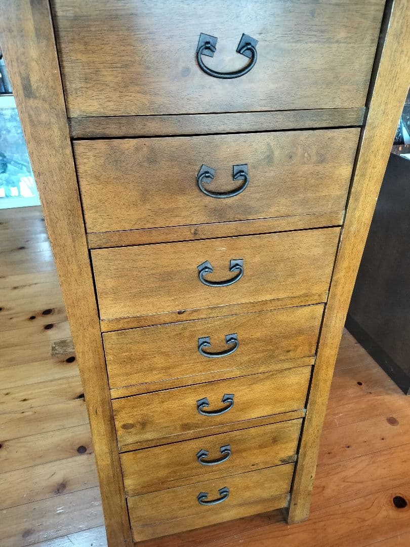 無垢材チェスト　アジアン　ヴィンテージ　7段引き出し