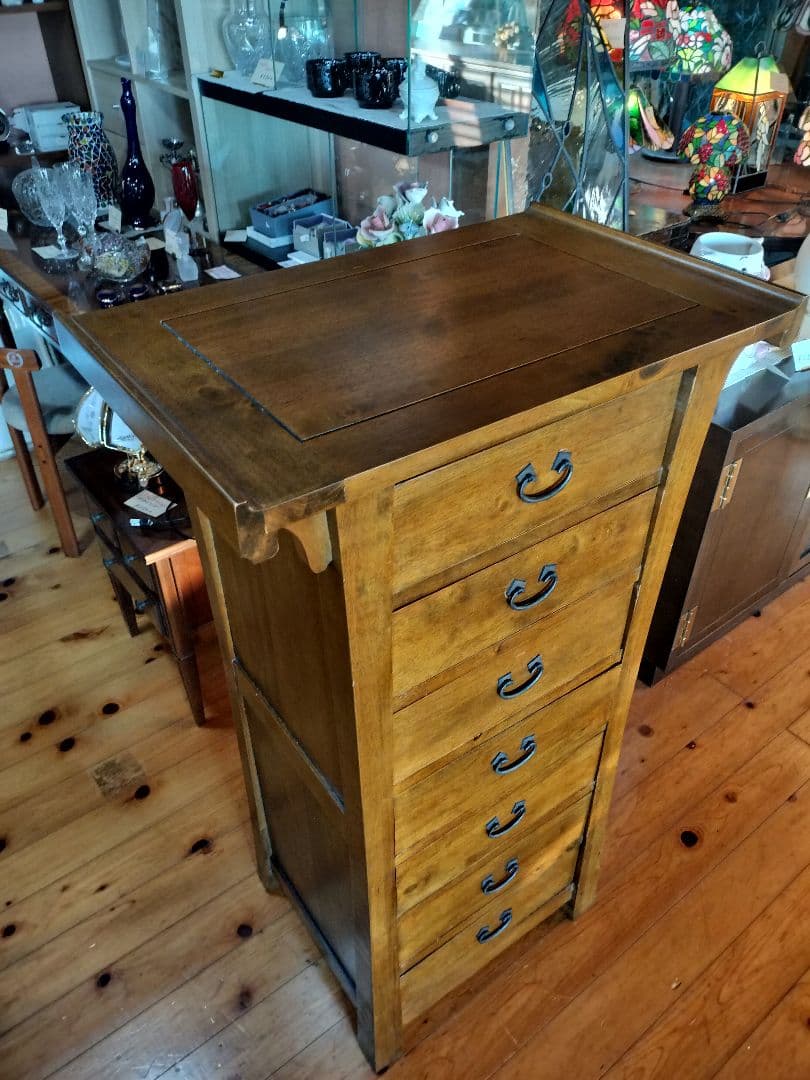 無垢材チェスト　アジアン　ヴィンテージ　7段引き出し