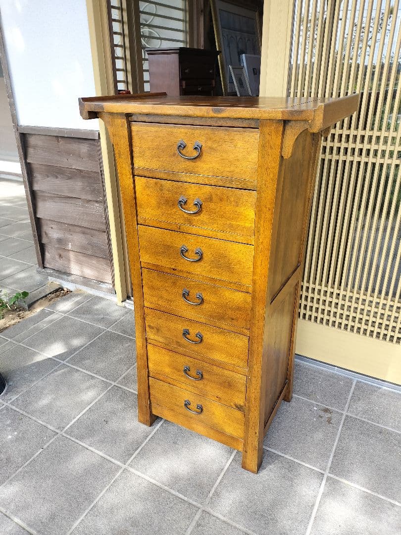 無垢材チェスト　アジアン　ヴィンテージ　7段引き出し