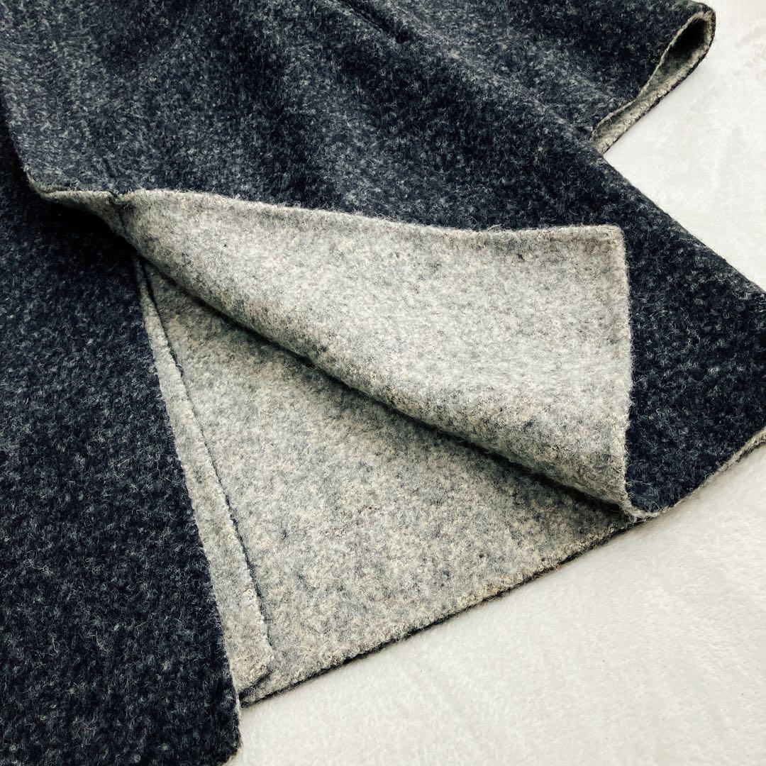 大きいサイズ/ミラショーン★アルパカ ダブルフェイスコート バイカラー フード付