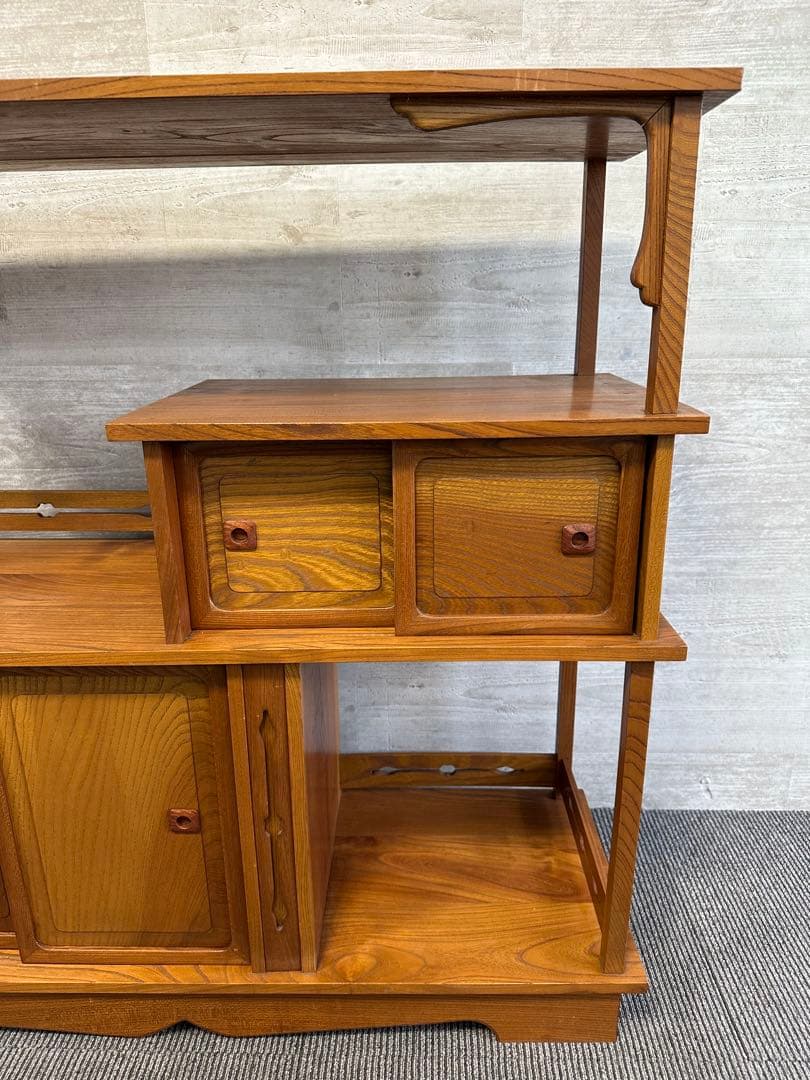 欅材　飾り棚　違い棚　茶棚　和箪笥　キャビネット