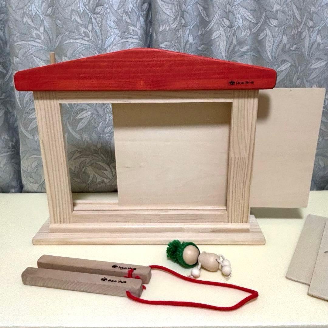 紙芝居　舞台　拍子木　木製人形付属　未使用品　美品