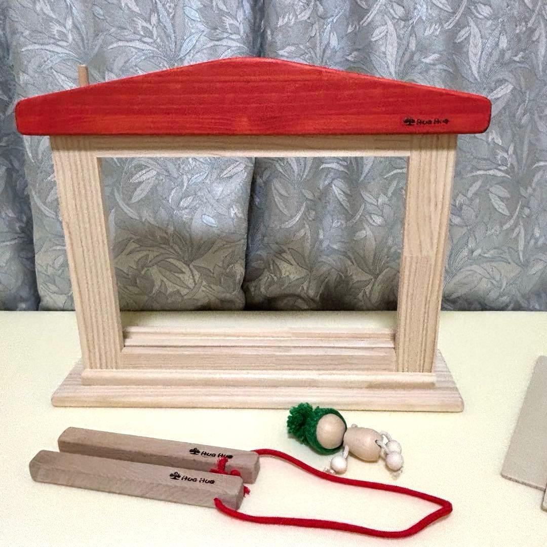 紙芝居　舞台　拍子木　木製人形付属　未使用品　美品