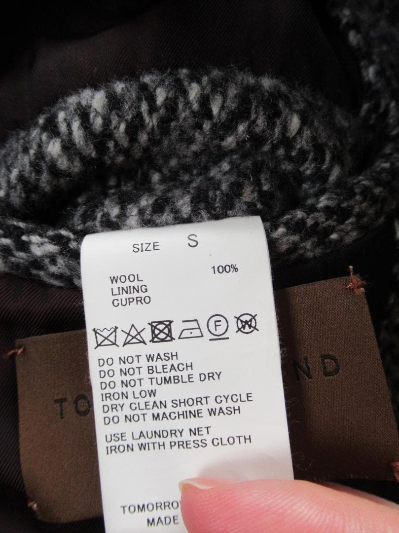 定価約10万円 TOMORROWLAND ウールツイード ロングコート S