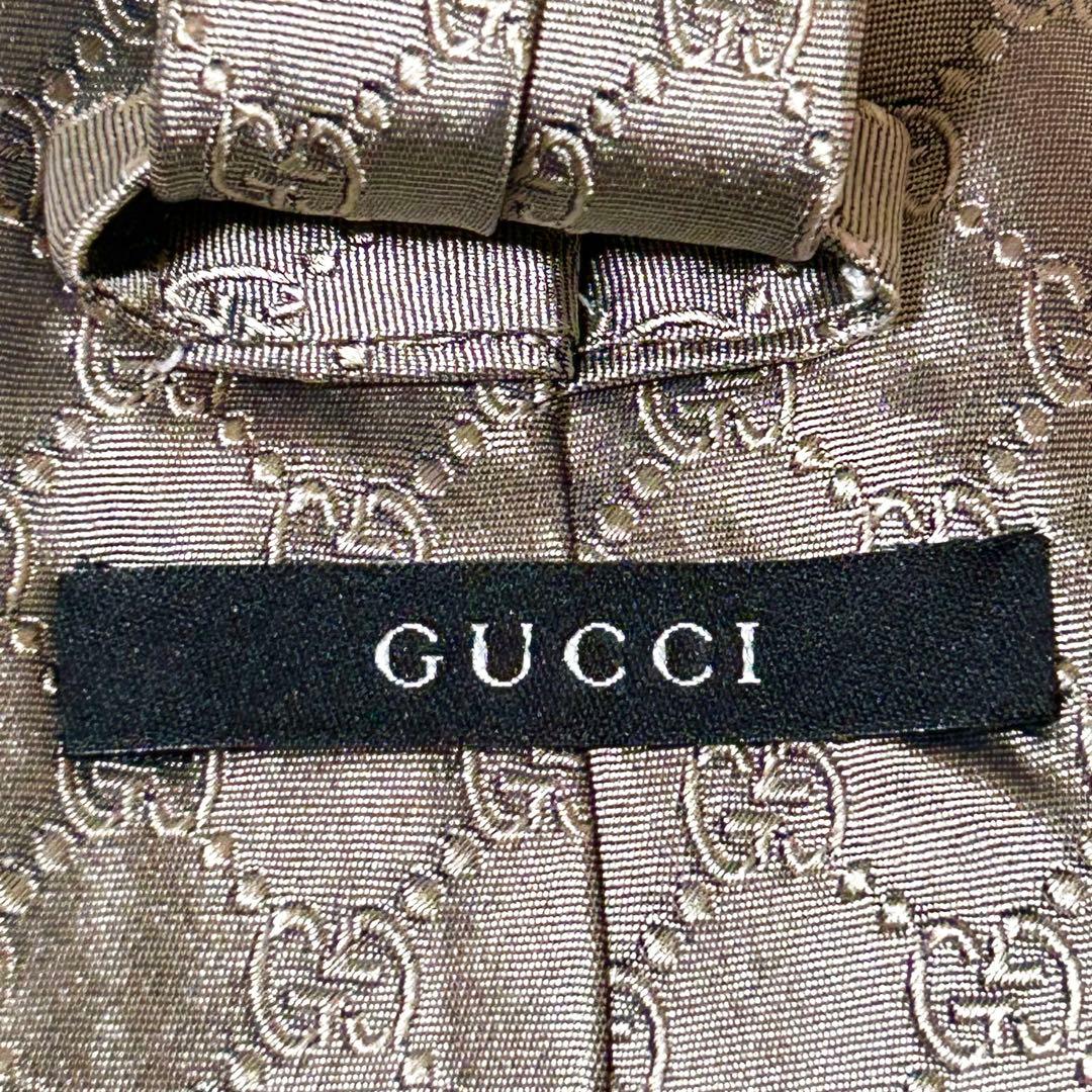 【美品】グッチ GG 総柄 シルク 100% ネクタイ 【クリーニング済】