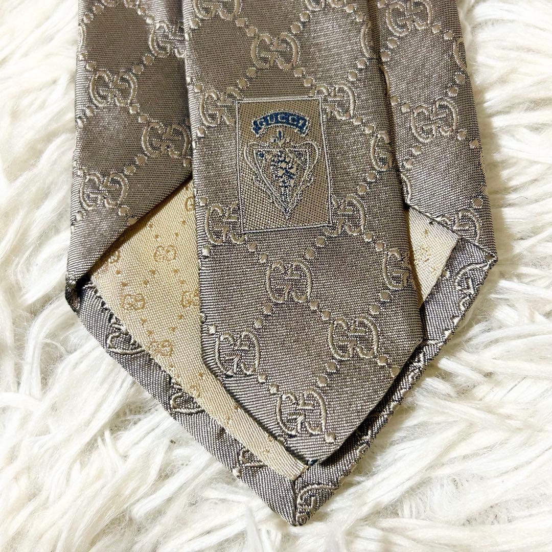 【美品】グッチ GG 総柄 シルク 100% ネクタイ 【クリーニング済】