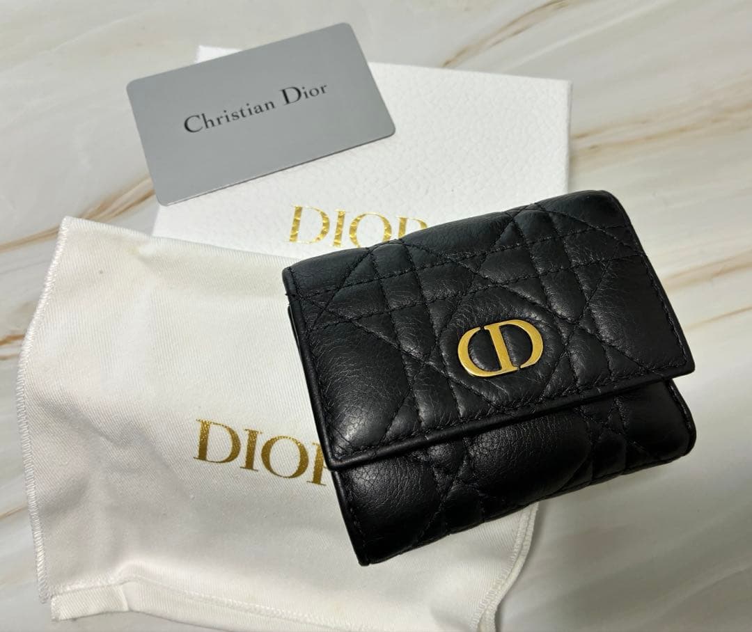 Dior Hibiscus ウォレット カロ ブラック 三つ折り財布