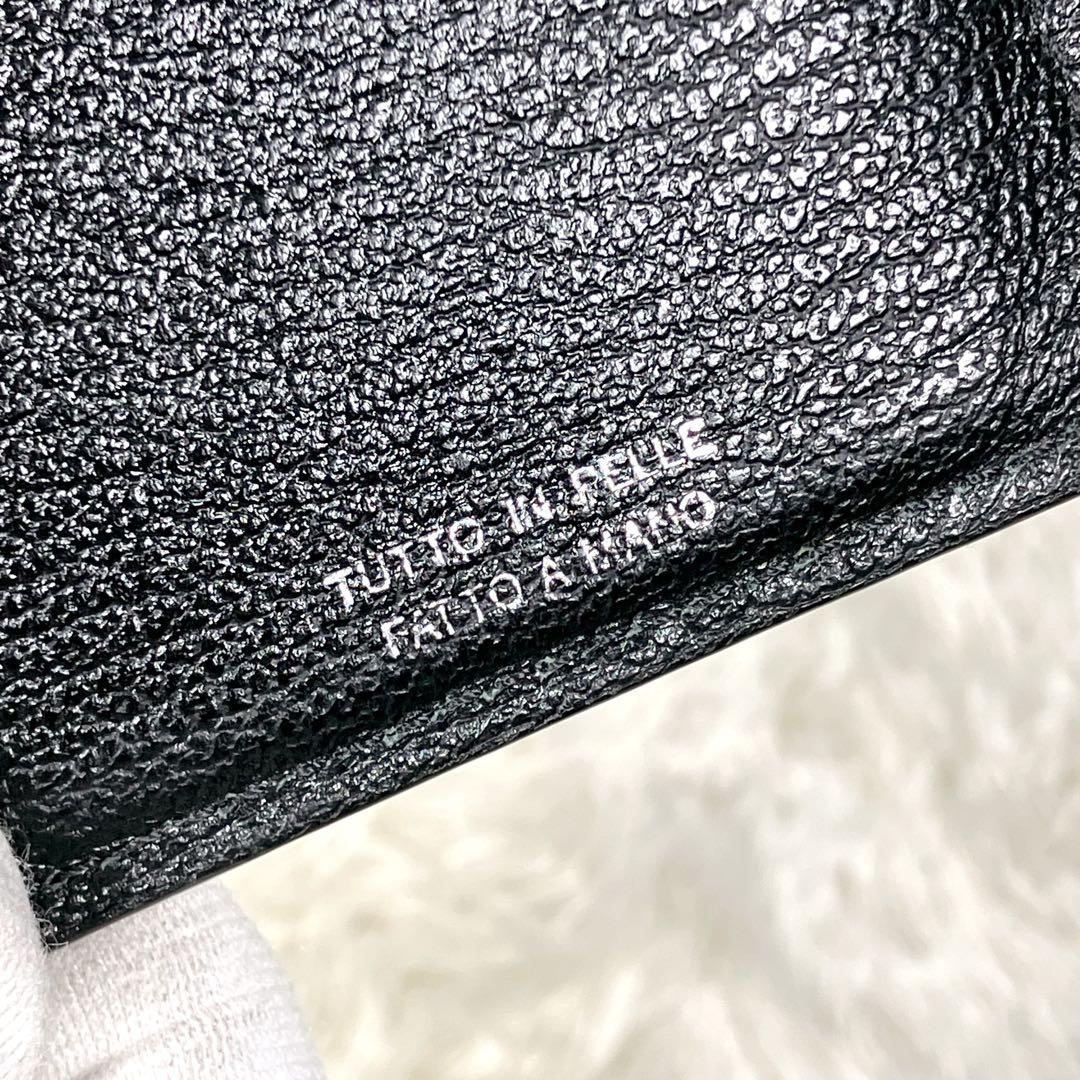 （美品）ラルコバレーノ　スマートミニウォレット　　レザー　ブラックxイエロー