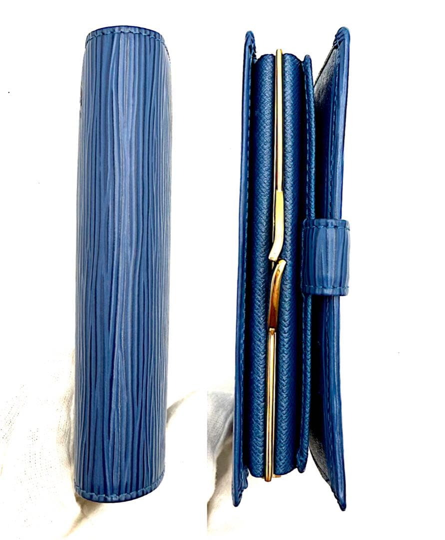 ルイヴィトン ヴィエノワエピがま口折り財布ブルー