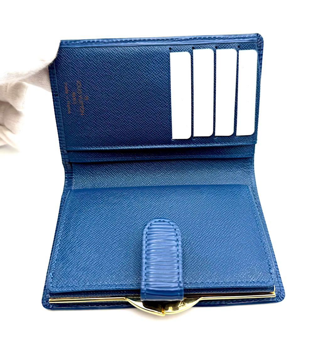 ルイヴィトン ヴィエノワエピがま口折り財布ブルー