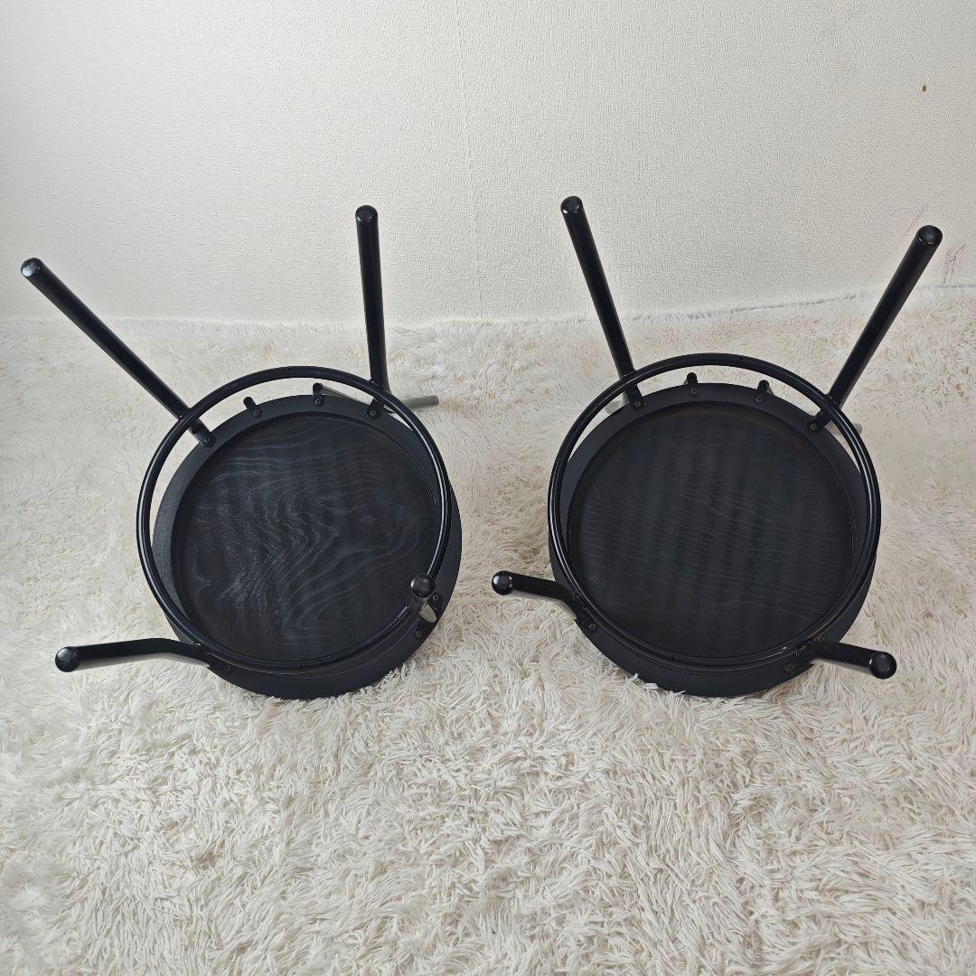 【CASABLANCA】 黒 デザイナーズチェア　アイアンフレーム　2脚セット