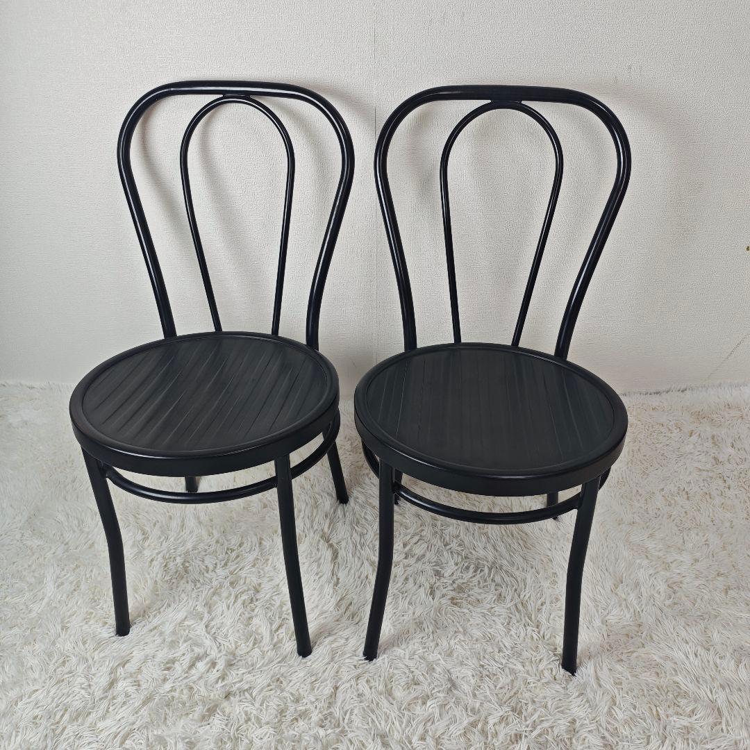 【CASABLANCA】 黒 デザイナーズチェア　アイアンフレーム　2脚セット