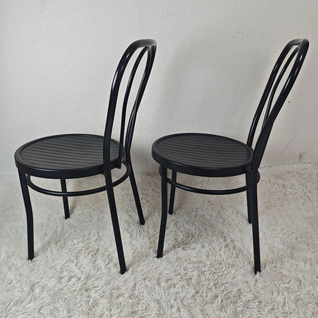 【CASABLANCA】 黒 デザイナーズチェア　アイアンフレーム　2脚セット