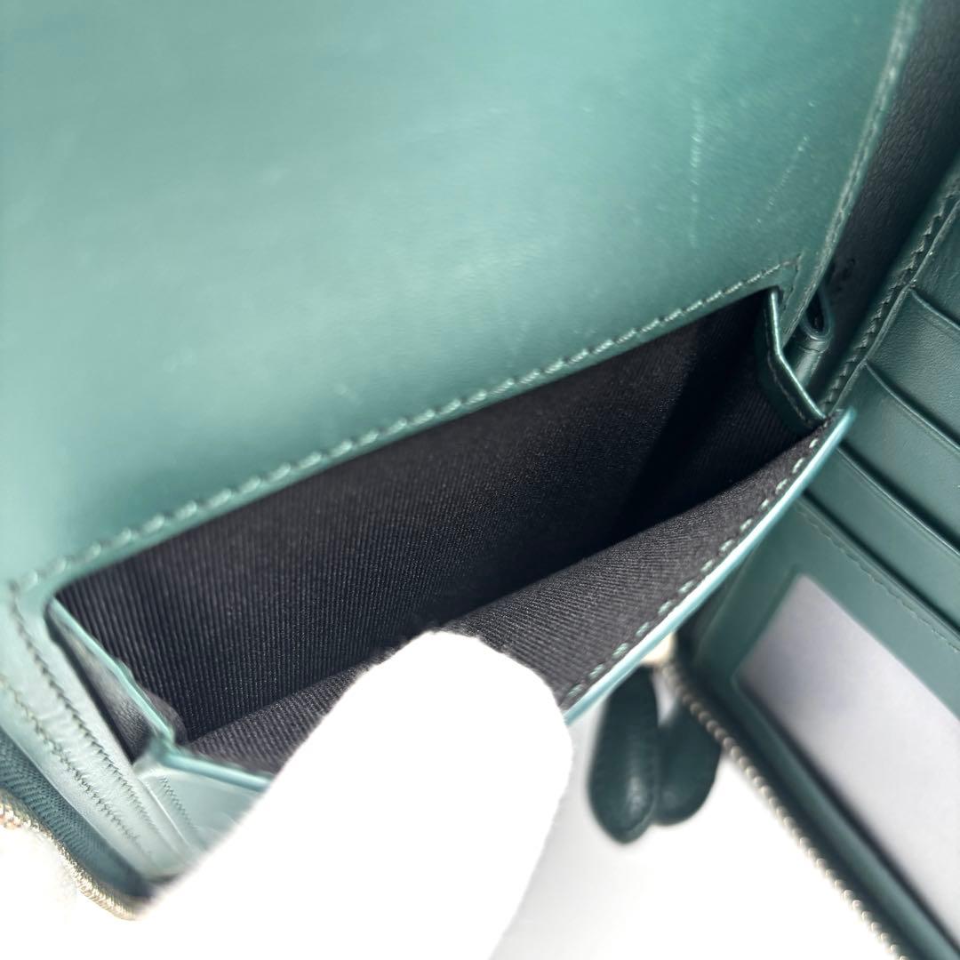 正規品 バーバリー 長財布 オーガナイザー セカンドバッグ レザー グリーン