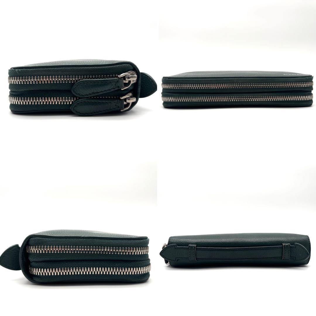 正規品 バーバリー 長財布 オーガナイザー セカンドバッグ レザー グリーン