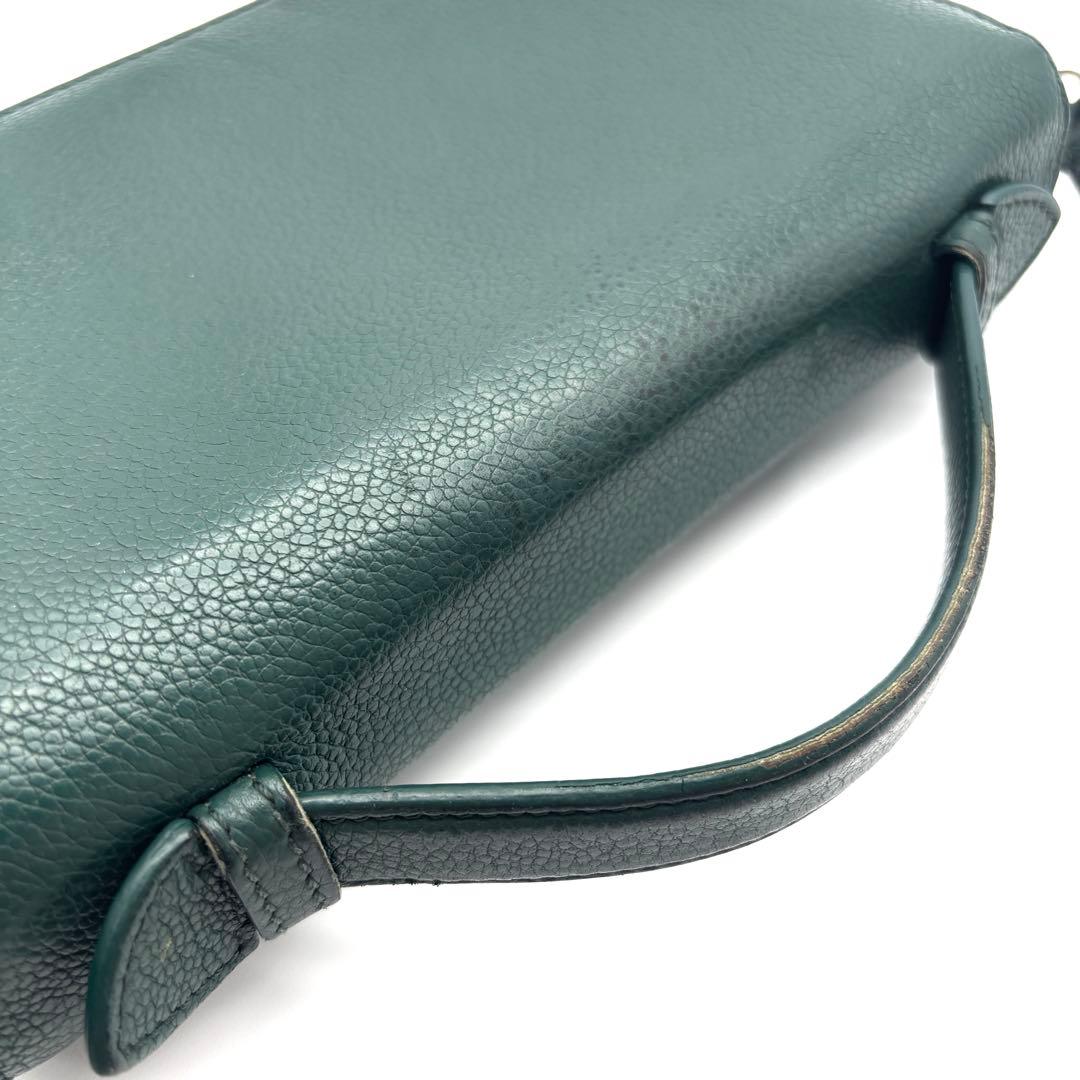 正規品 バーバリー 長財布 オーガナイザー セカンドバッグ レザー グリーン