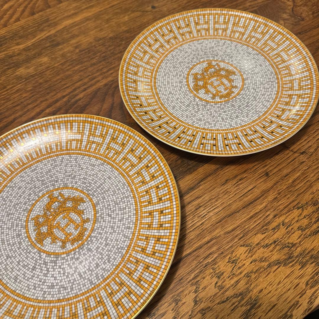 美品 HERMES エルメス デザートプレート モザイク 24 ゴールド 2枚